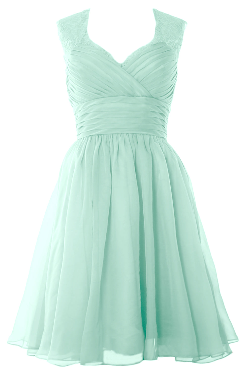 MACloth Elegant Short Bridesmaid Dress Vintage Chiffon Wedding Party Formal Gown Champagne / Above Knee / US2 MACloth Elegant Short Bridesmaid Dress Vintage Chiffon Wedding Party Formal Gown Champagne / Above Knee / US2