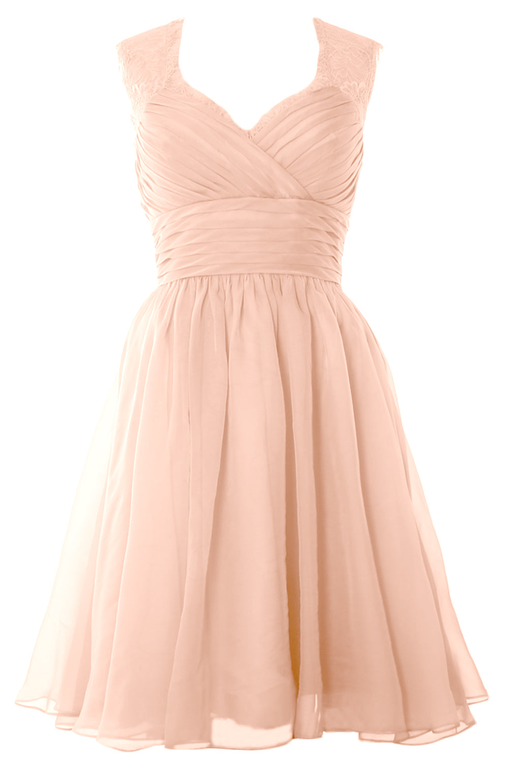 MACloth Elegant Short Bridesmaid Dress Vintage Chiffon Wedding Party Formal Gown