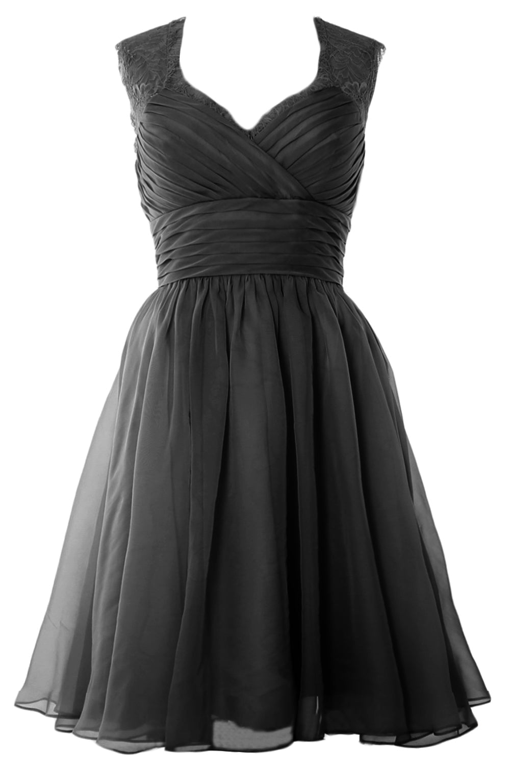 MACloth Elegant Short Bridesmaid Dress Vintage Chiffon Wedding Party Formal Gown