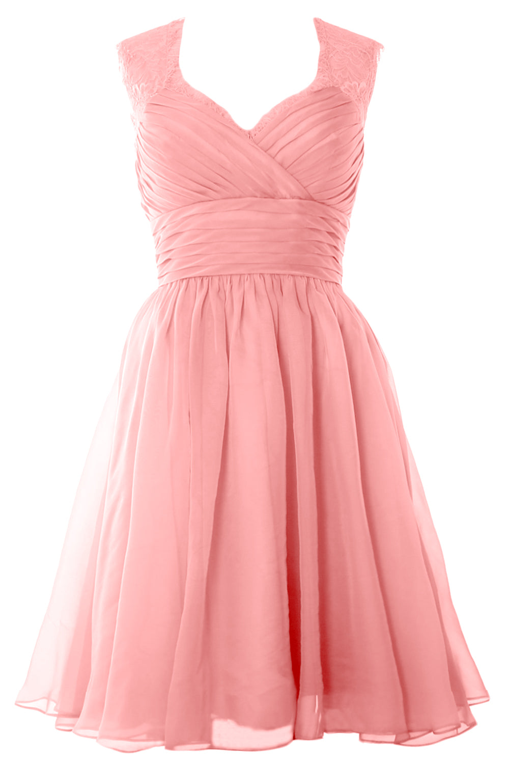 MACloth Elegant Short Bridesmaid Dress Vintage Chiffon Wedding Party Formal Gown