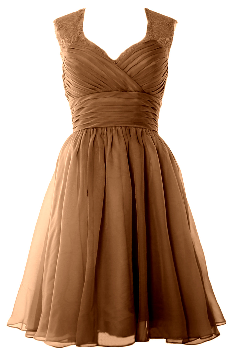 MACloth Elegant Short Bridesmaid Dress Vintage Chiffon Wedding Party Formal Gown