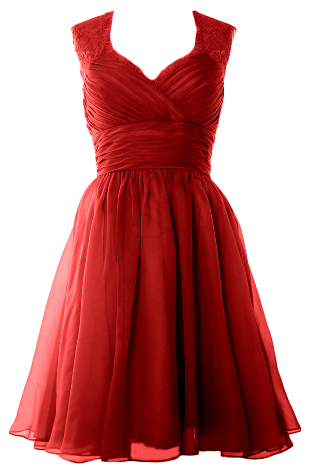 MACloth Elegant Short Bridesmaid Dress Vintage Chiffon Wedding Party Formal Gown