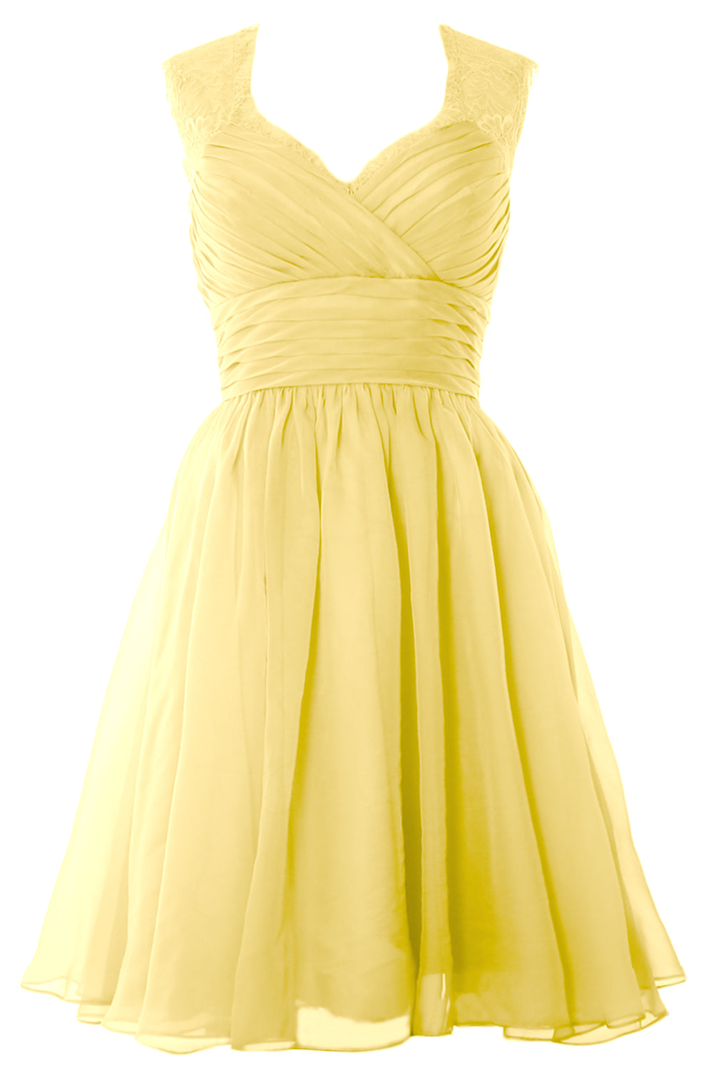 MACloth Elegant Short Bridesmaid Dress Vintage Chiffon Wedding Party Formal Gown Champagne / Above Knee / US14 MACloth Elegant Short Bridesmaid Dress Vintage Chiffon Wedding Party Formal Gown Champagne / Above Knee / US14