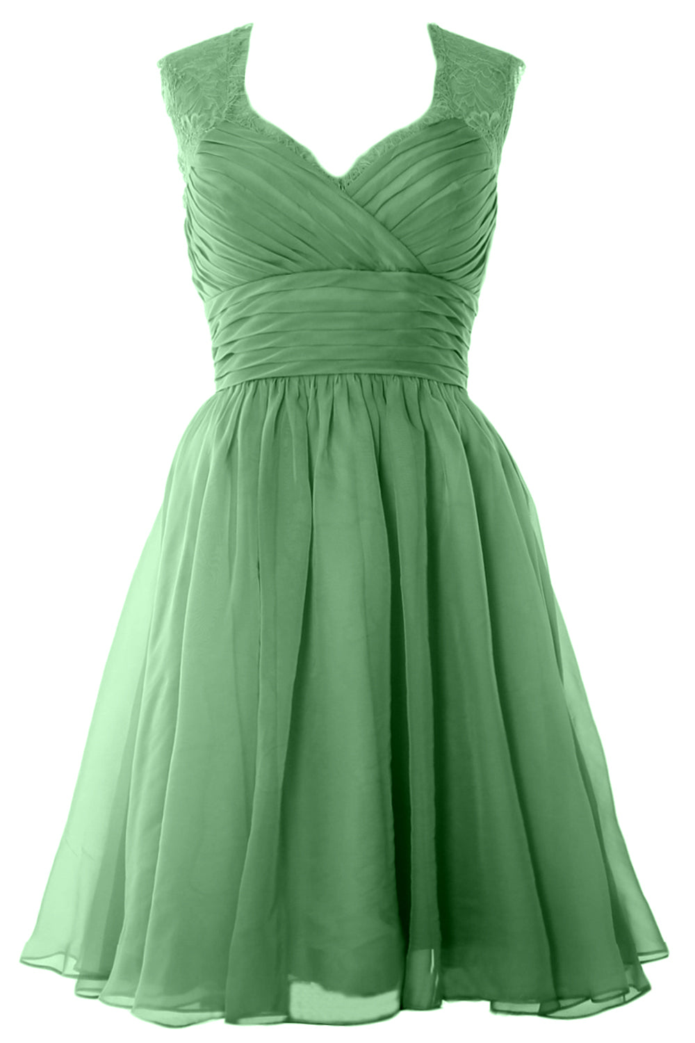 MACloth Elegant Short Bridesmaid Dress Vintage Chiffon Wedding Party Formal Gown