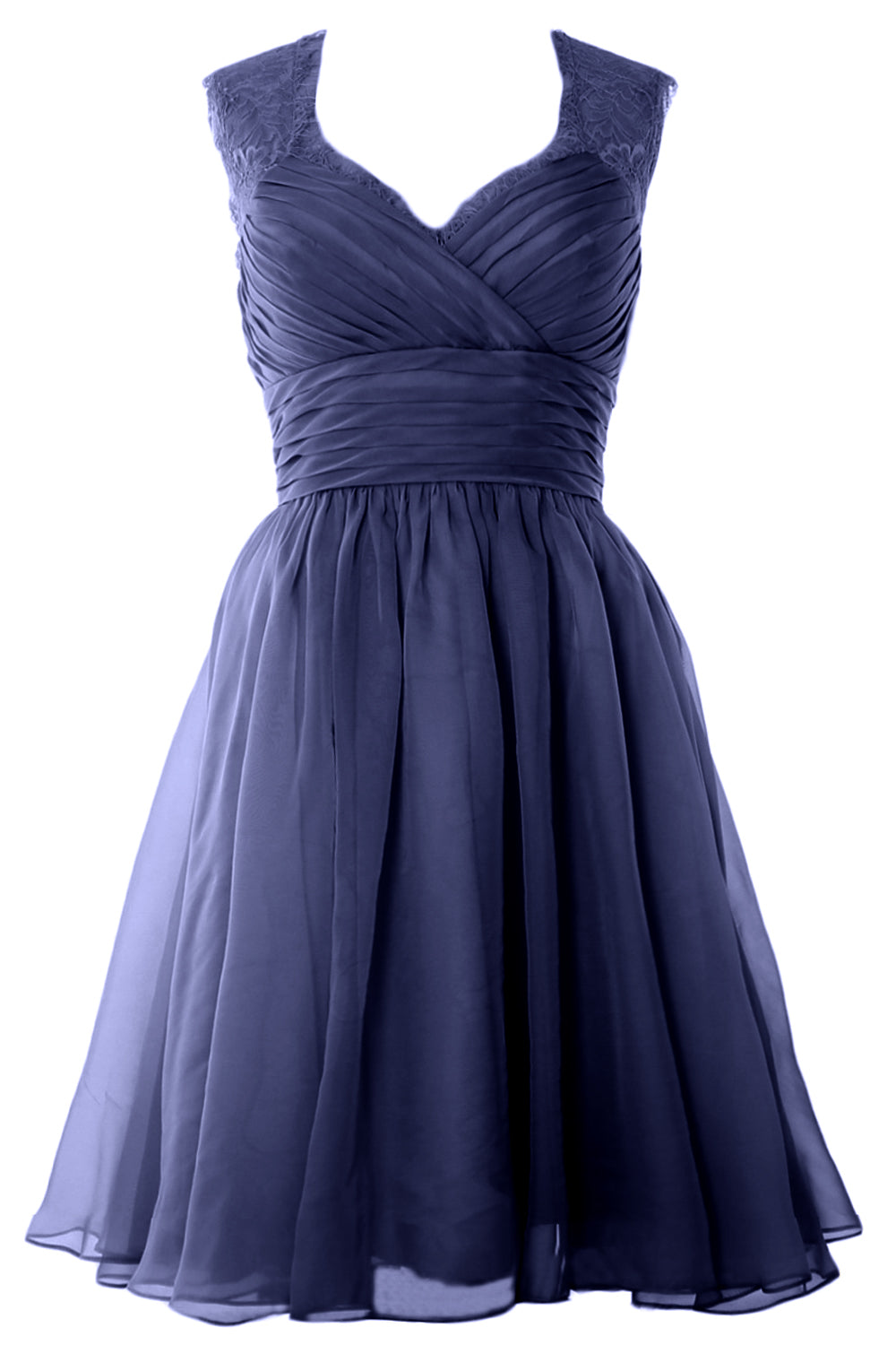 MACloth Elegant Short Bridesmaid Dress Vintage Chiffon Wedding Party Formal Gown