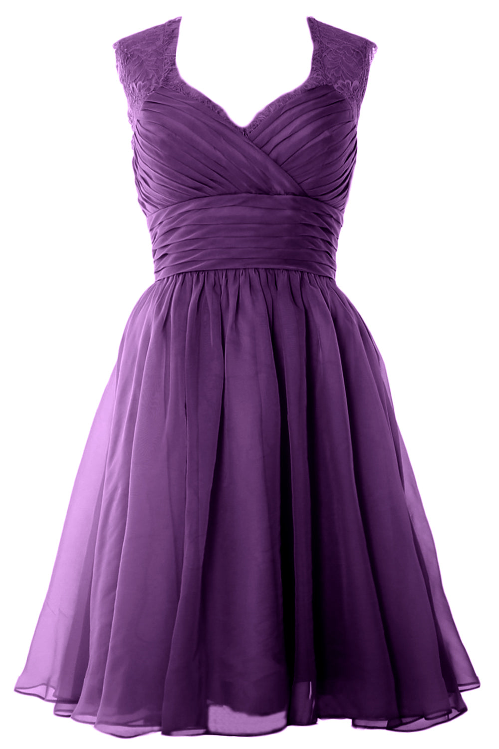 MACloth Elegant Short Bridesmaid Dress Vintage Chiffon Wedding Party Formal Gown