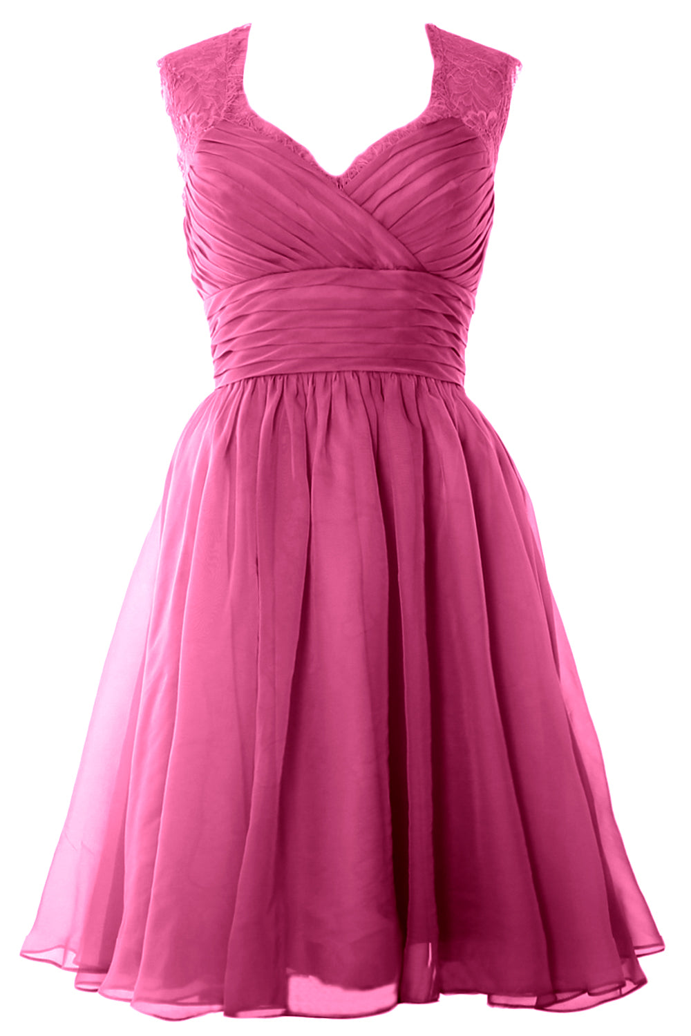 MACloth Elegant Short Bridesmaid Dress Vintage Chiffon Wedding Party Formal Gown