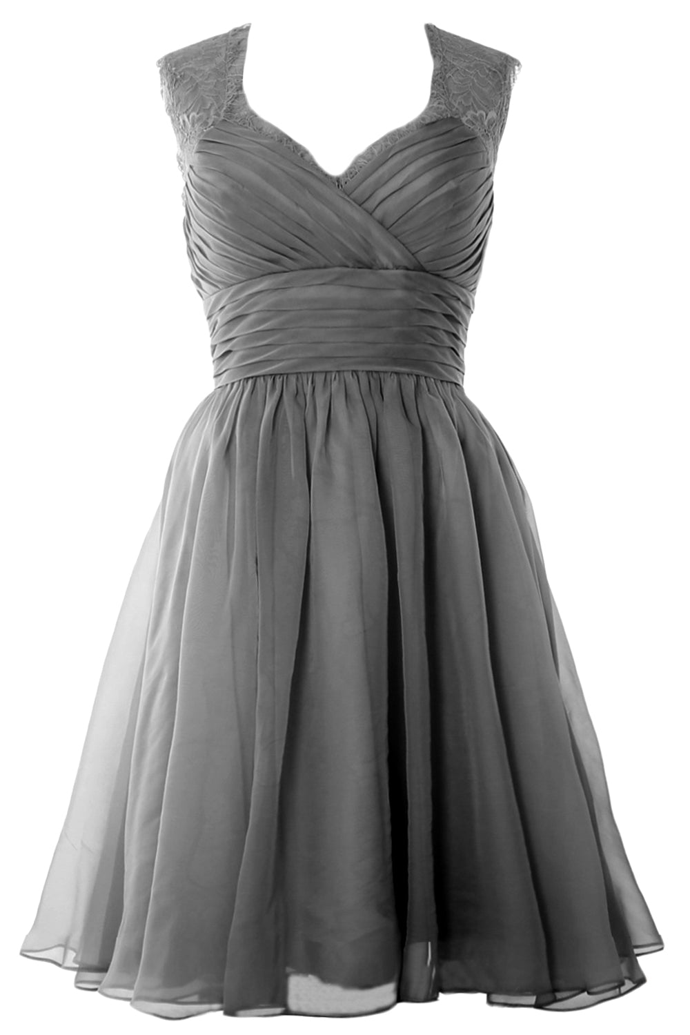 MACloth Elegant Short Bridesmaid Dress Vintage Chiffon Wedding Party Formal Gown