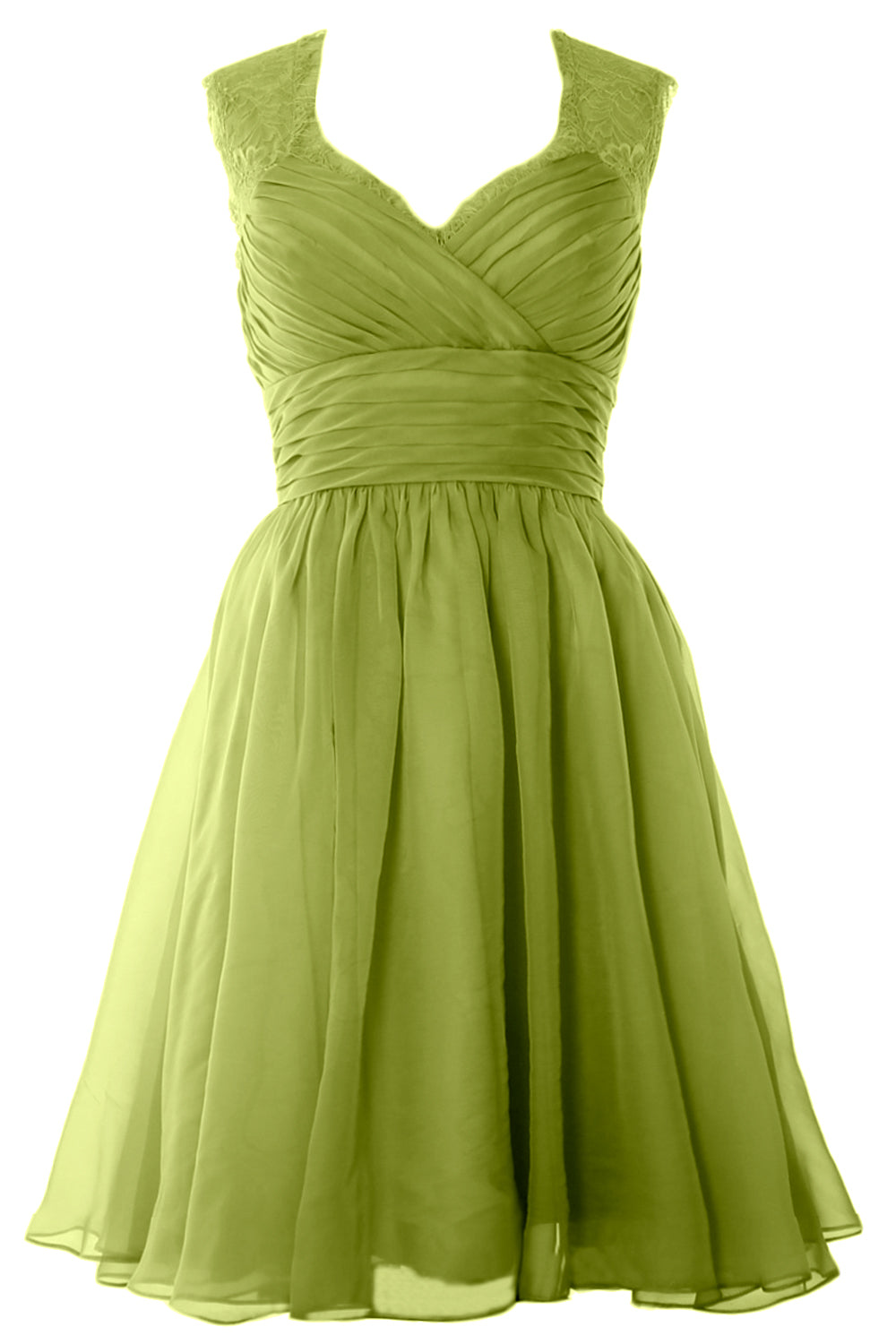 MACloth Elegant Short Bridesmaid Dress Vintage Chiffon Wedding Party Formal Gown