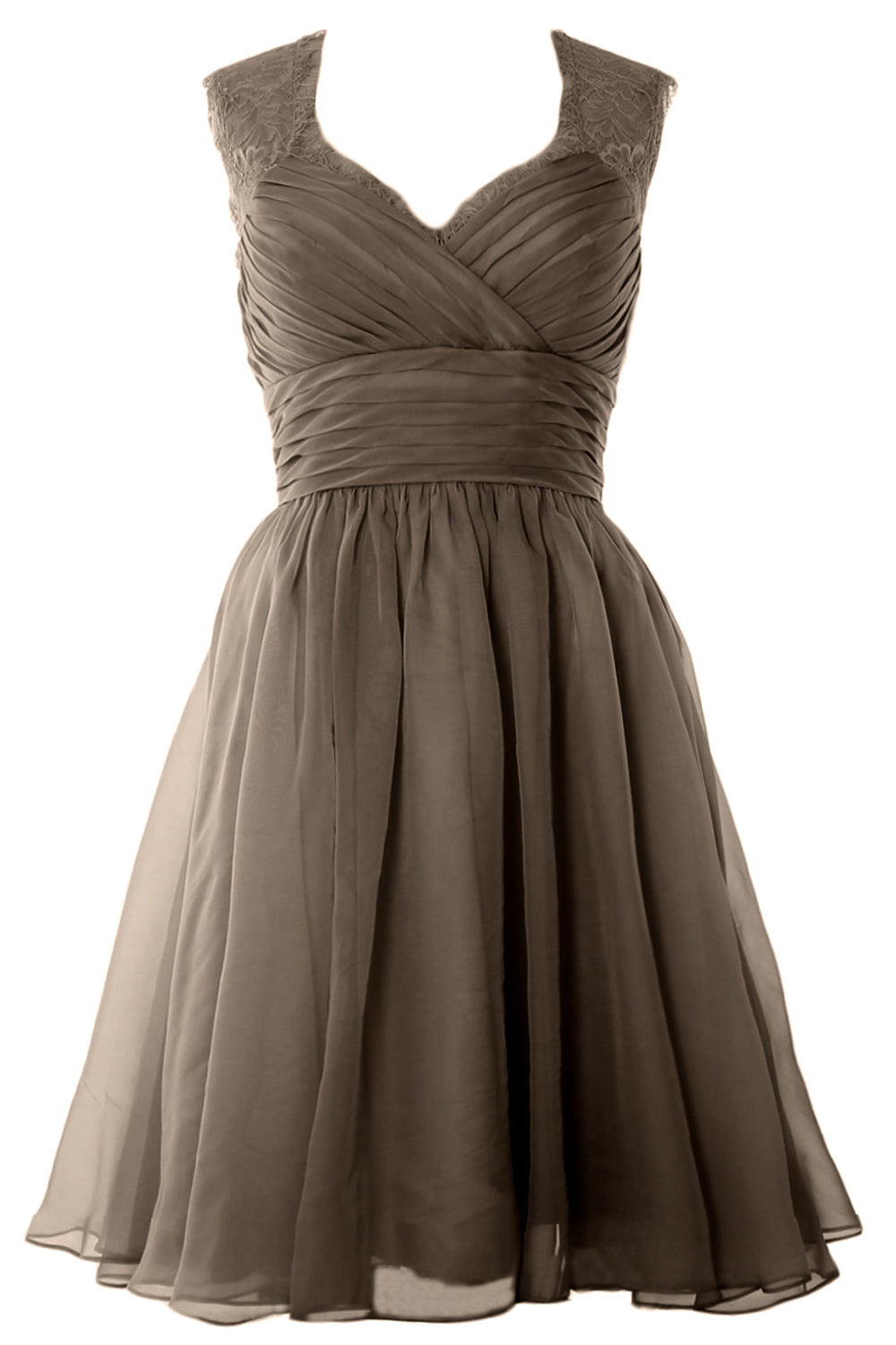MACloth Elegant Short Bridesmaid Dress Vintage Chiffon Wedding Party Formal Gown