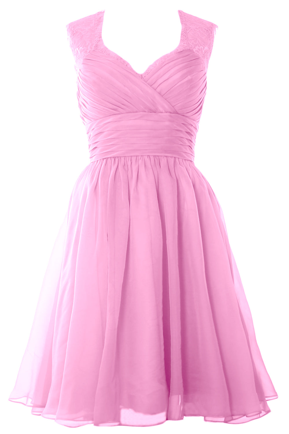 MACloth Elegant Short Bridesmaid Dress Vintage Chiffon Wedding Party Formal Gown