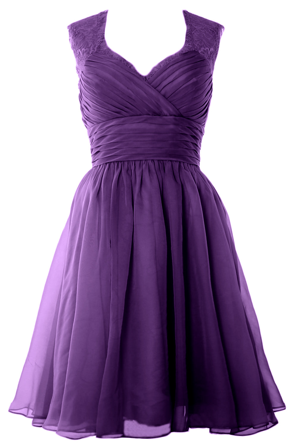 MACloth Elegant Short Bridesmaid Dress Vintage Chiffon Wedding Party Formal Gown
