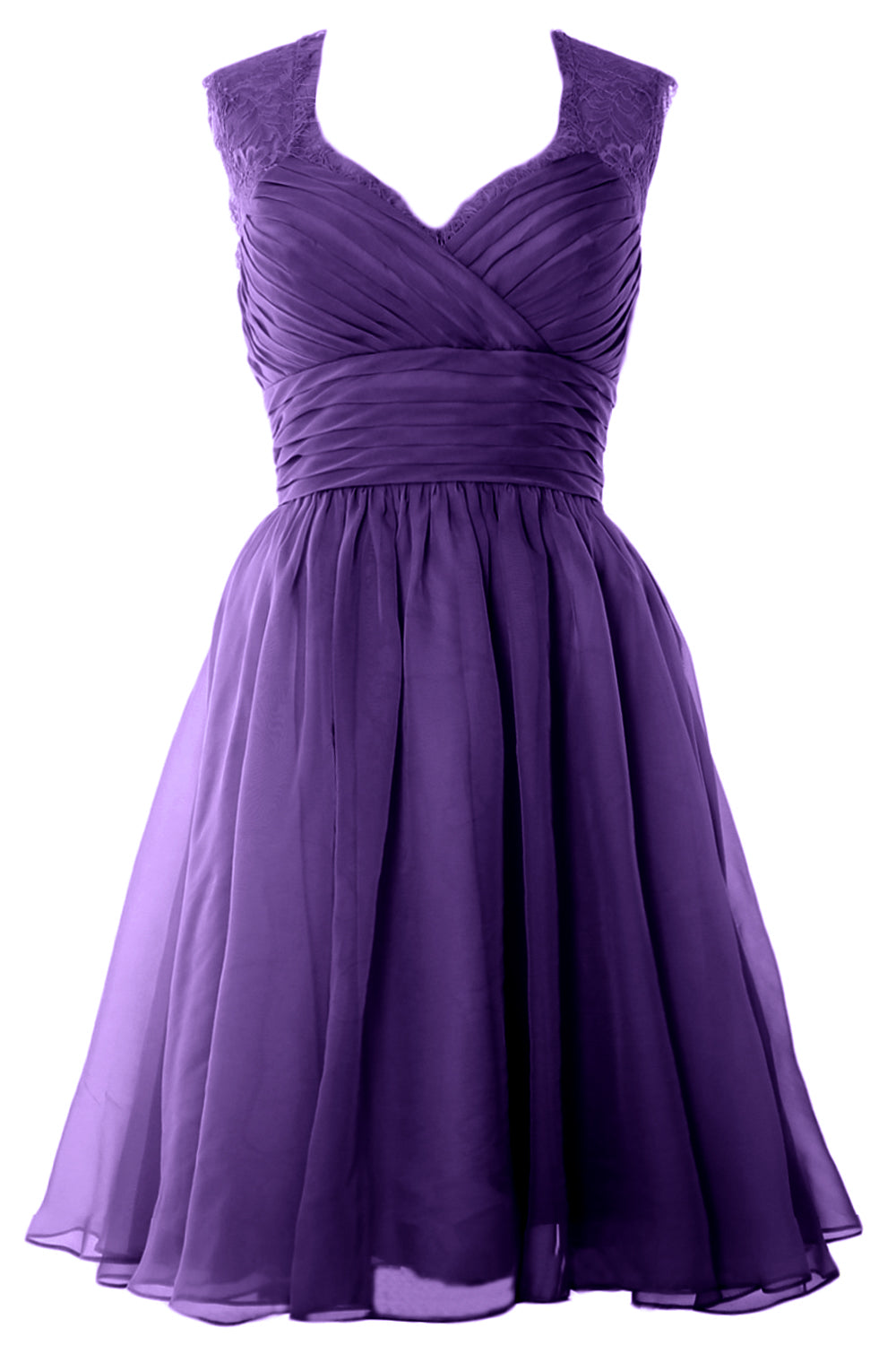 MACloth Elegant Short Bridesmaid Dress Vintage Chiffon Wedding Party Formal Gown