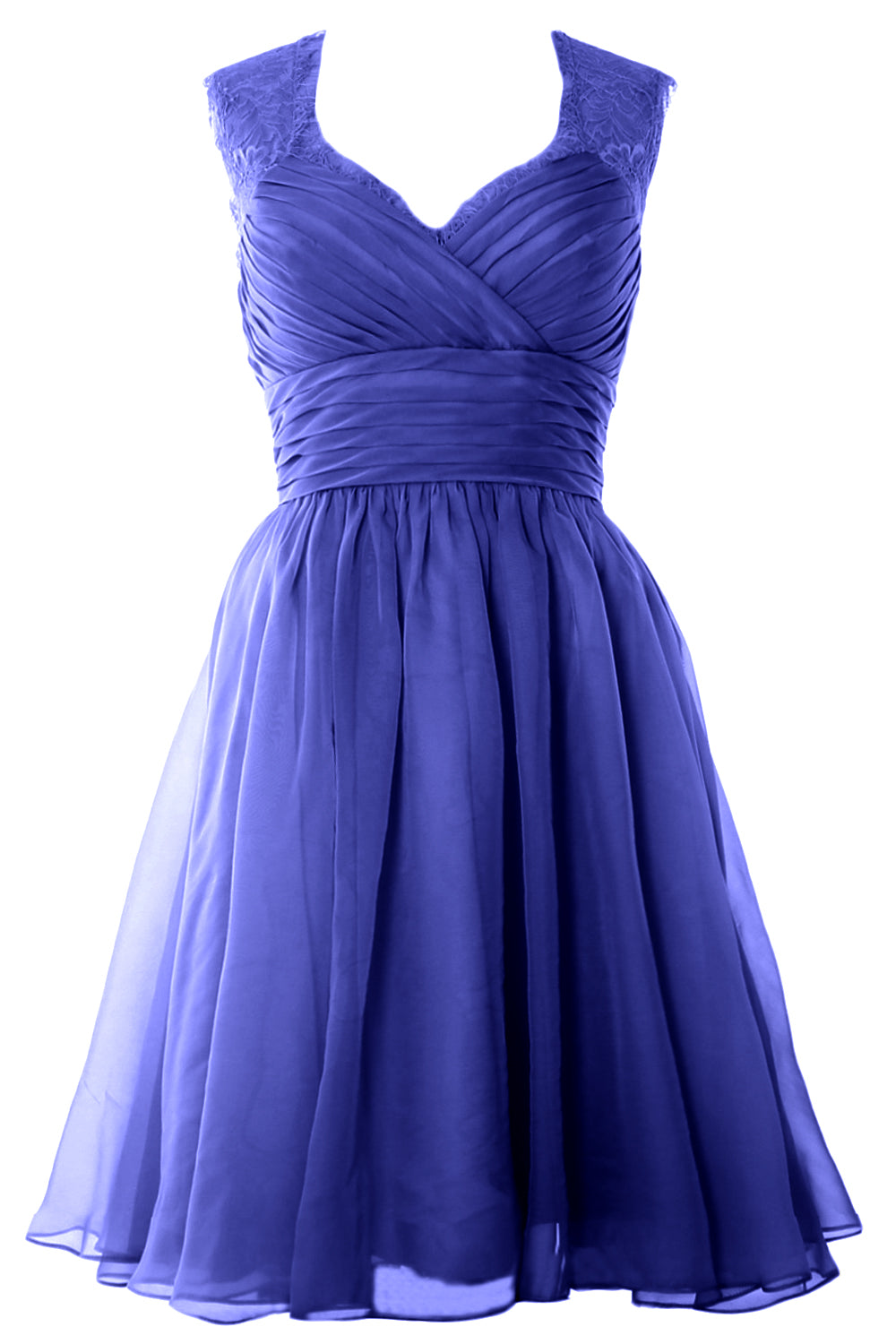 MACloth Elegant Short Bridesmaid Dress Vintage Chiffon Wedding Party Formal Gown