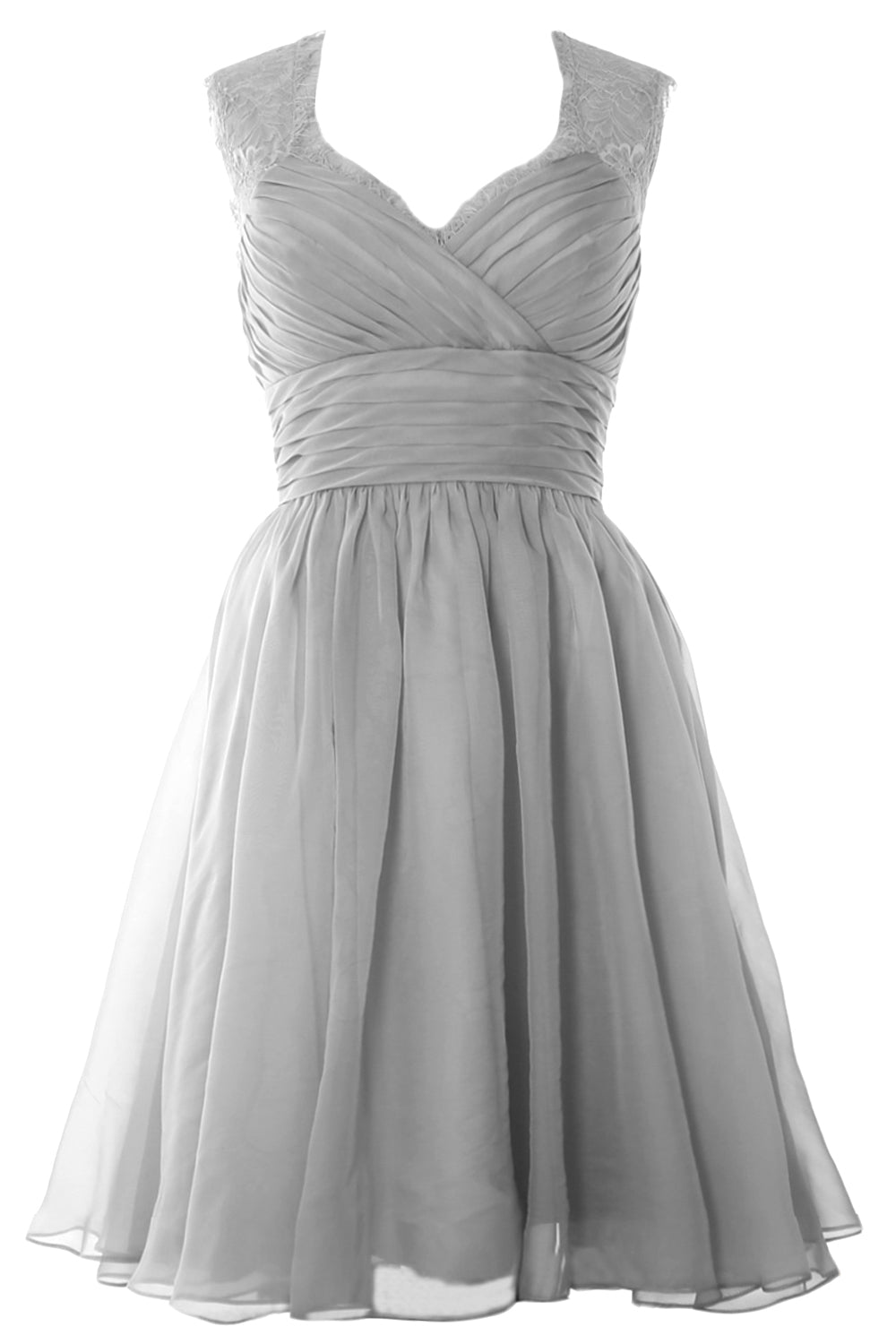 MACloth Elegant Short Bridesmaid Dress Vintage Chiffon Wedding Party Formal Gown