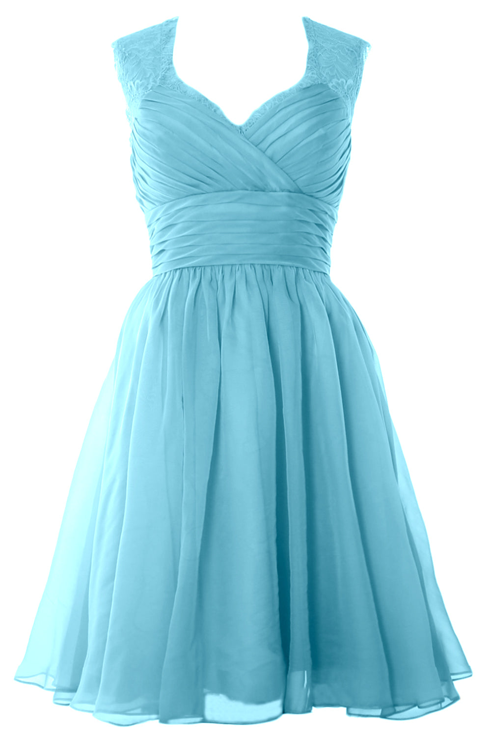 MACloth Elegant Short Bridesmaid Dress Vintage Chiffon Wedding Party Formal Gown Champagne / Above Knee / US2 MACloth Elegant Short Bridesmaid Dress Vintage Chiffon Wedding Party Formal Gown Champagne / Above Knee / US2