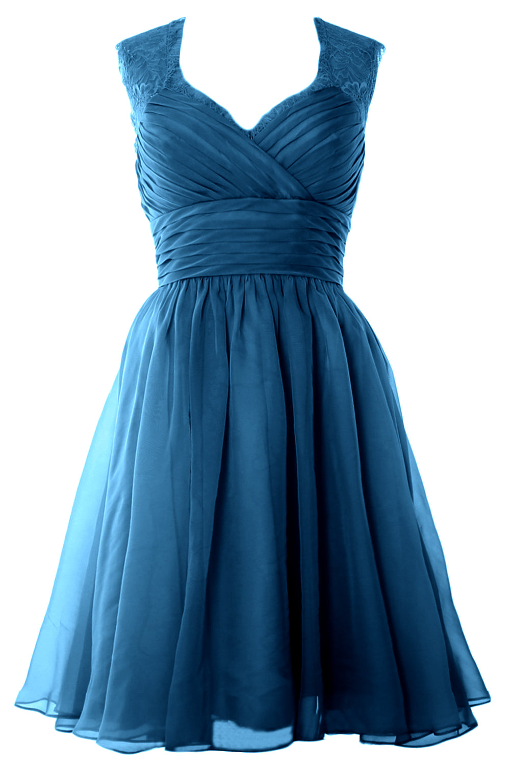 MACloth Elegant Short Bridesmaid Dress Vintage Chiffon Wedding Party Formal Gown