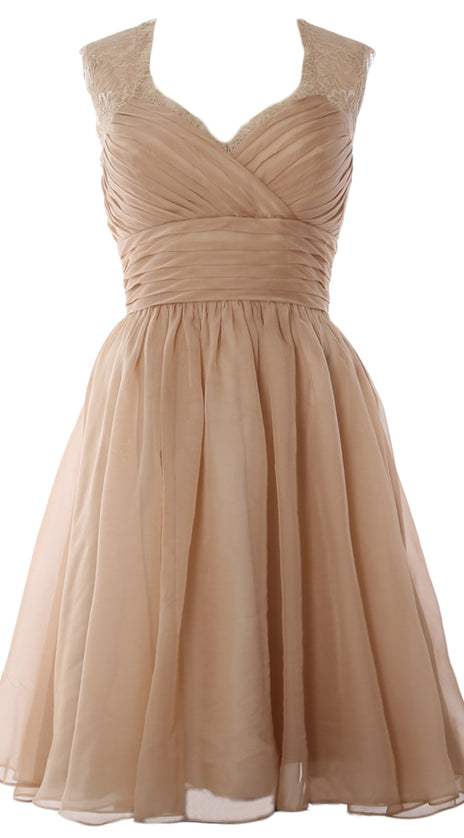 MACloth Elegant Short Bridesmaid Dress Vintage Chiffon Wedding Party Formal Gown