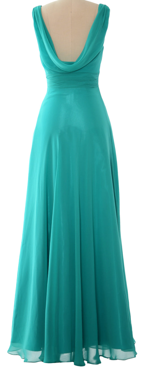 MACloth Damen-Kleid, lang, Wasserfallausschnitt, für Hochzeit, Party, Brautjungfern, formelles Kleid