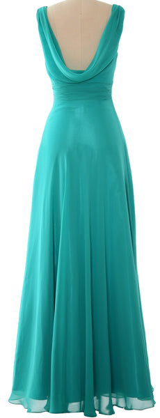 MACloth Women Long Cowl Neck Wedding Party Bridesmaid Dress Formal Gown