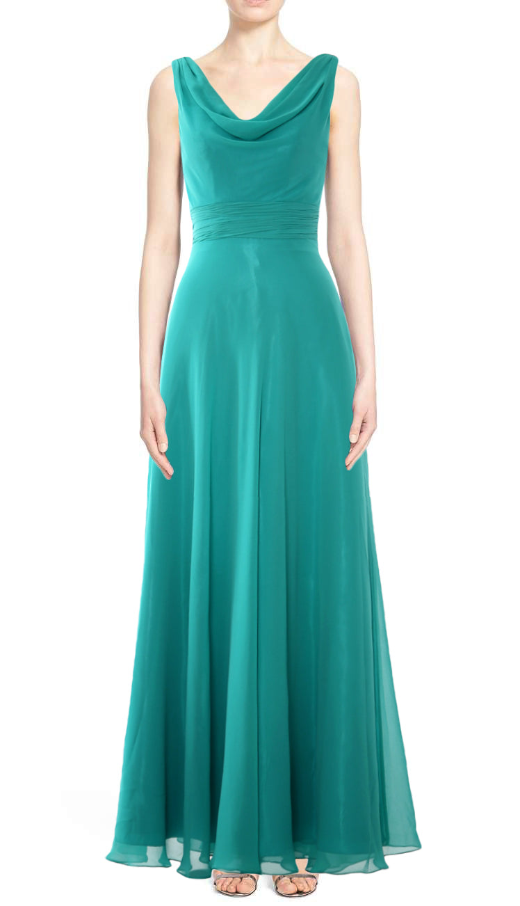 MACloth Damen-Kleid, lang, Wasserfallausschnitt, für Hochzeit, Party, Brautjungfern, formelles Kleid