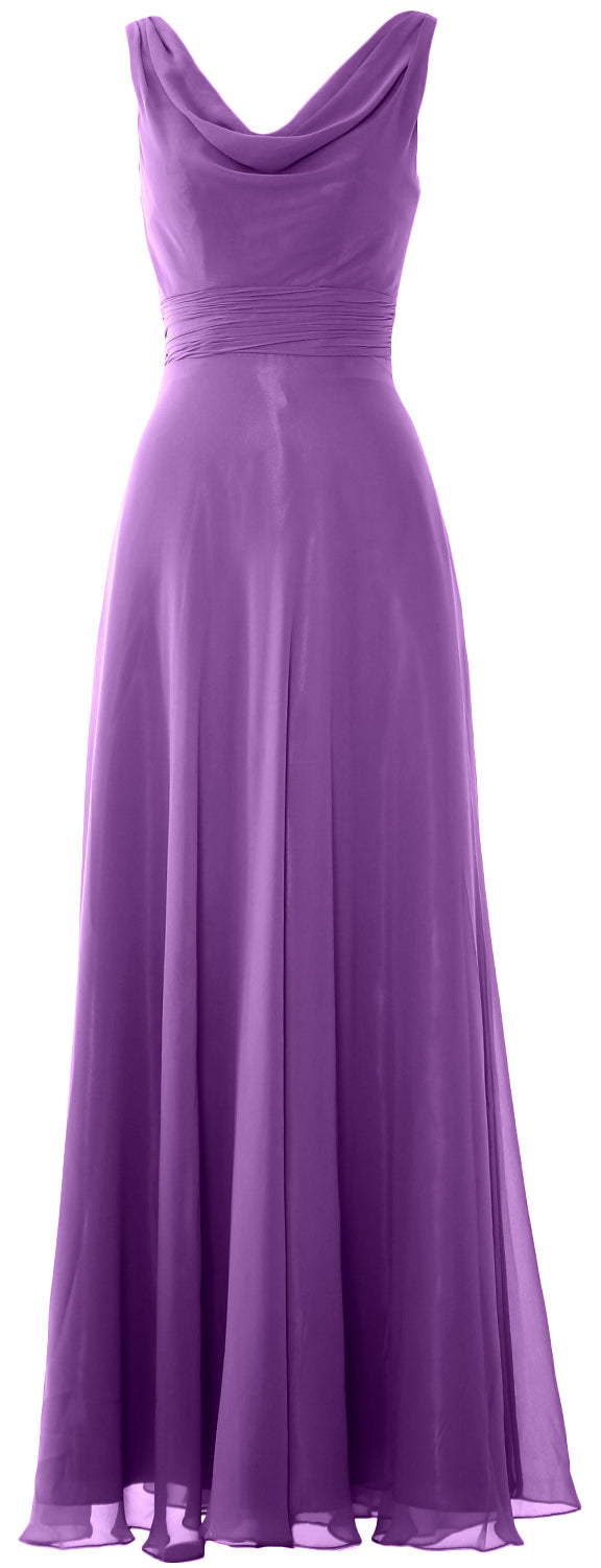 MACloth Damen-Kleid, lang, Wasserfallausschnitt, für Hochzeit, Party, Brautjungfern, formelles Kleid