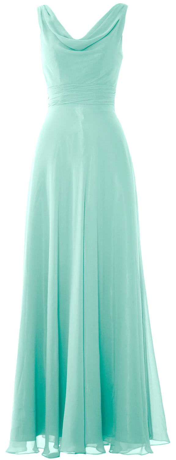 MACloth Damen-Kleid, lang, Wasserfallausschnitt, für Hochzeit, Party, Brautjungfern, formelles Kleid