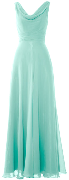 MACloth Women Long Cowl Neck Wedding Party Bridesmaid Dress Formal Gown