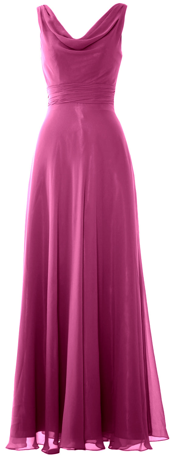MACloth Damen-Kleid, lang, Wasserfallausschnitt, für Hochzeit, Party, Brautjungfern, formelles Kleid