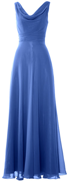 MACloth Women Long Cowl Neck Wedding Party Bridesmaid Dress Formal Gown