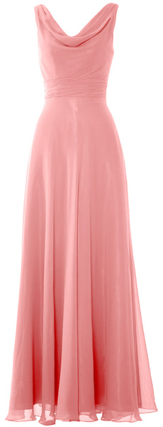 MACloth Women Long Cowl Neck Wedding Party Bridesmaid Dress Formal Gown