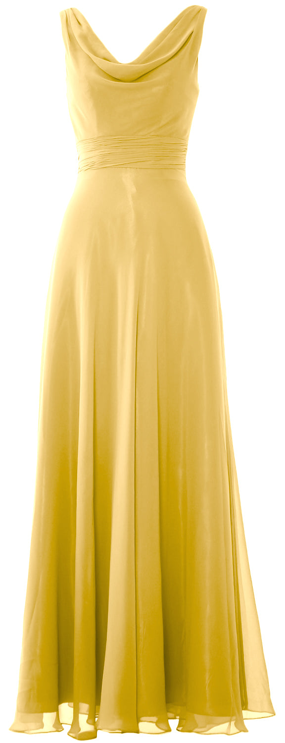 MACloth Damen-Kleid, lang, Wasserfallausschnitt, für Hochzeit, Party, Brautjungfern, formelles Kleid