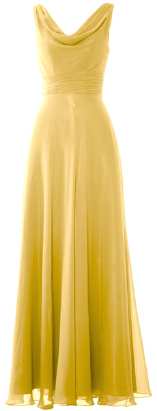 MACloth Women Long Cowl Neck Wedding Party Bridesmaid Dress Formal Gown