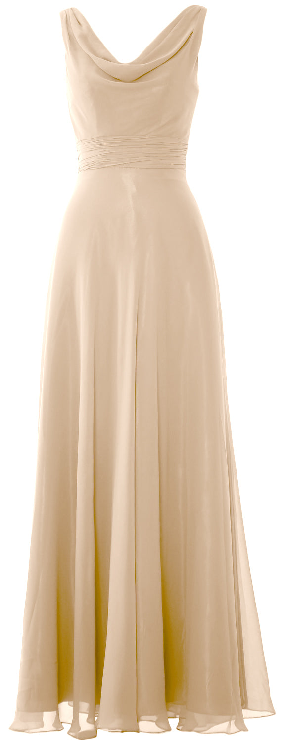 MACloth Damen-Kleid, lang, Wasserfallausschnitt, für Hochzeit, Party, Brautjungfern, formelles Kleid