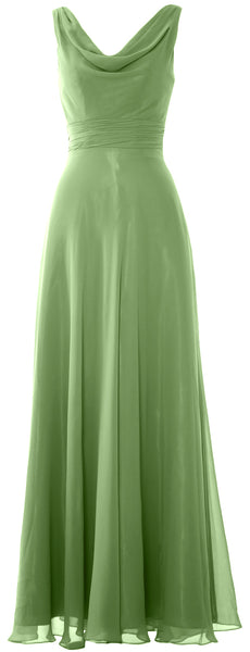 MACloth Women Long Cowl Neck Wedding Party Bridesmaid Dress Formal Gown