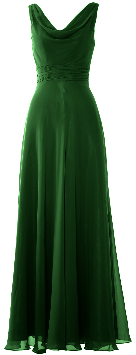 MACloth Damen-Kleid, lang, Wasserfallausschnitt, für Hochzeit, Party, Brautjungfern, formelles Kleid