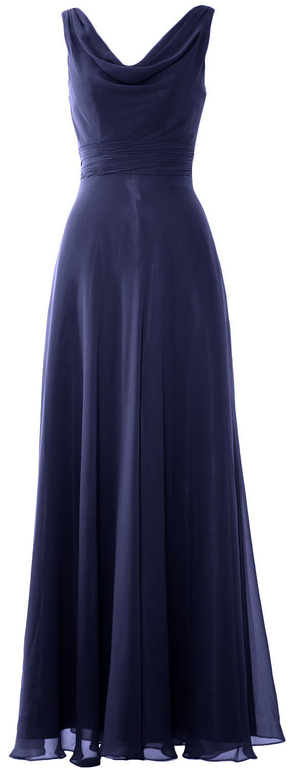 MACloth Damen-Kleid, lang, Wasserfallausschnitt, für Hochzeit, Party, Brautjungfern, formelles Kleid