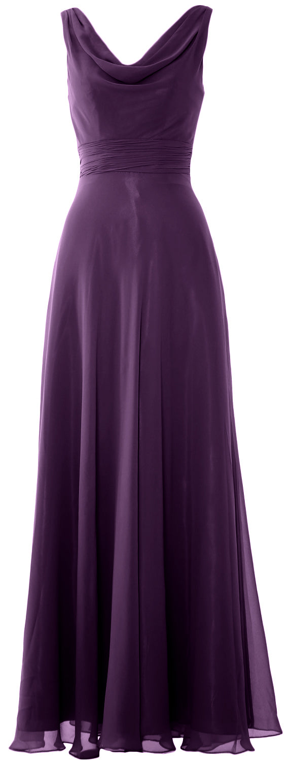 MACloth Damen-Kleid, lang, Wasserfallausschnitt, für Hochzeit, Party, Brautjungfern, formelles Kleid