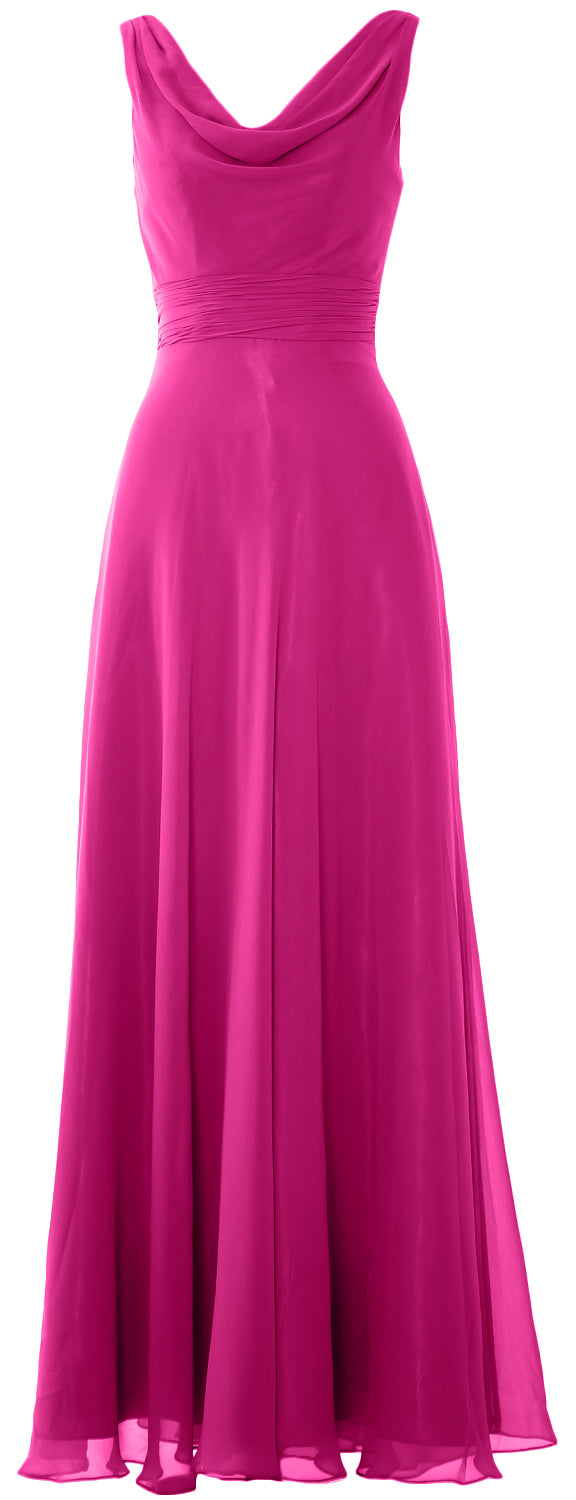 MACloth Damen-Kleid, lang, Wasserfallausschnitt, für Hochzeit, Party, Brautjungfern, formelles Kleid