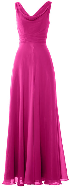 MACloth Women Long Cowl Neck Wedding Party Bridesmaid Dress Formal Gown