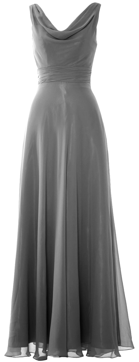 MACloth Damen-Kleid, lang, Wasserfallausschnitt, für Hochzeit, Party, Brautjungfern, formelles Kleid
