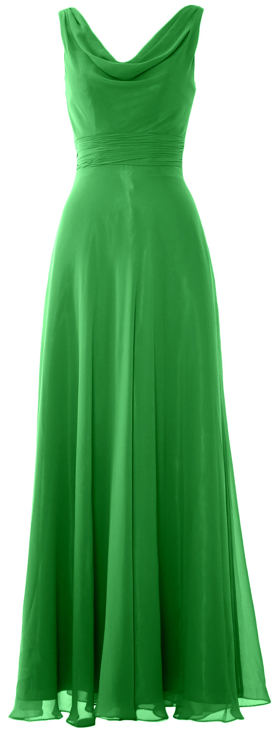 MACloth Damen-Kleid, lang, Wasserfallausschnitt, für Hochzeit, Party, Brautjungfern, formelles Kleid