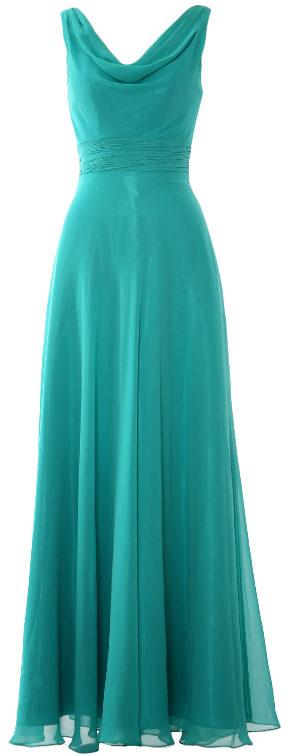 MACloth Damen-Kleid, lang, Wasserfallausschnitt, für Hochzeit, Party, Brautjungfern, formelles Kleid