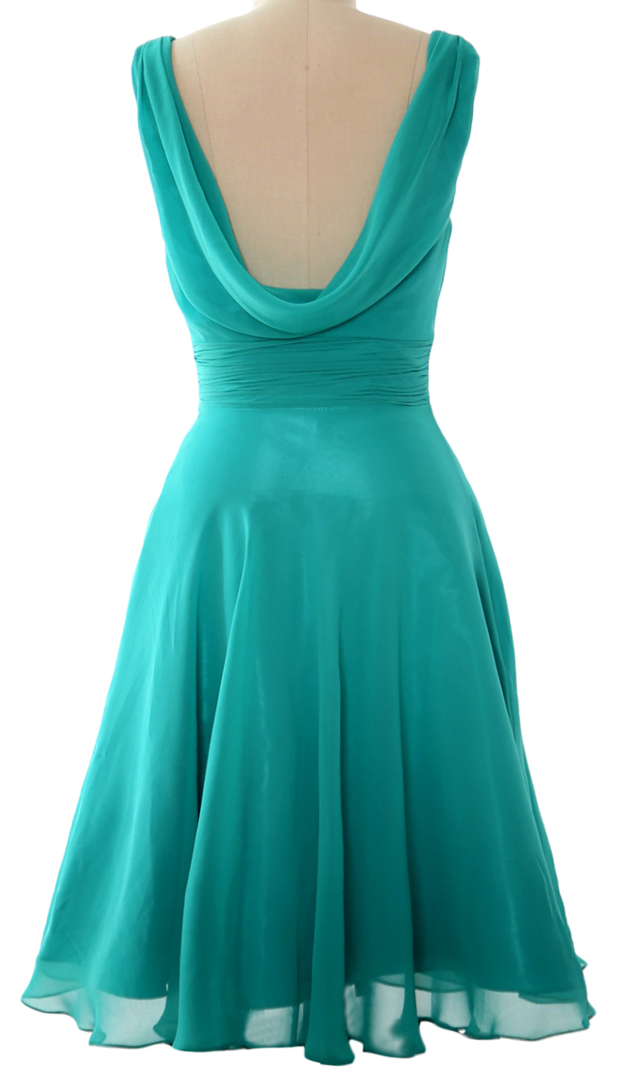 MACloth Elegant Cowl Neck Cocktail Dress Short Wedding Party Bridesmaid Gown