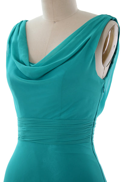 MACloth Elegant Cowl Neck Cocktail Dress Short Wedding Party Bridesmaid Gown