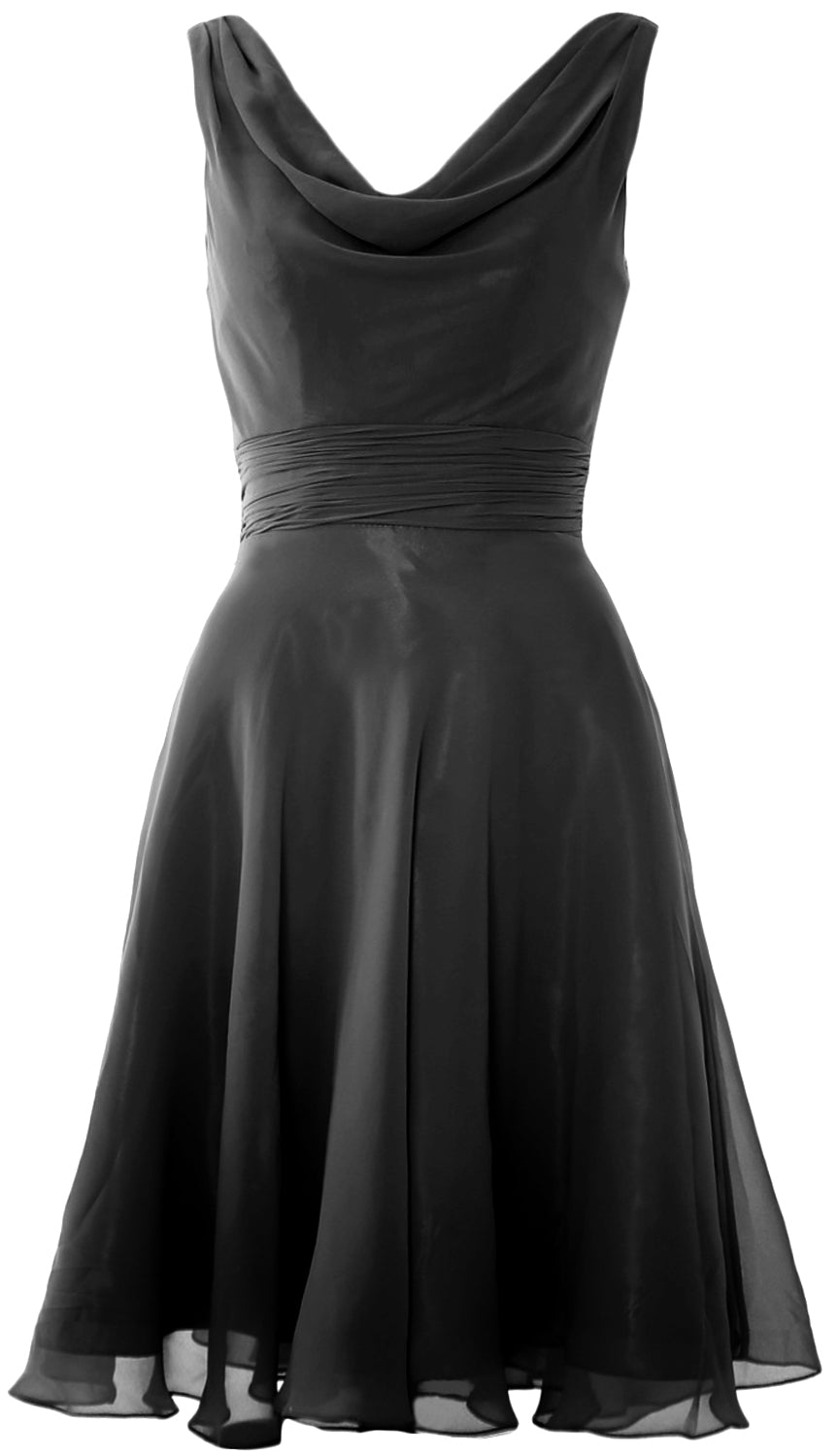 MACloth Elegant Cowl Neck Cocktail Dress Short Wedding Party Bridesmaid Gown