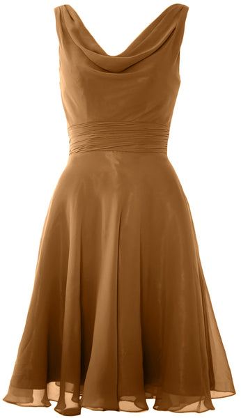 MACloth Elegant Cowl Neck Cocktail Dress Short Wedding Party Bridesmaid Gown