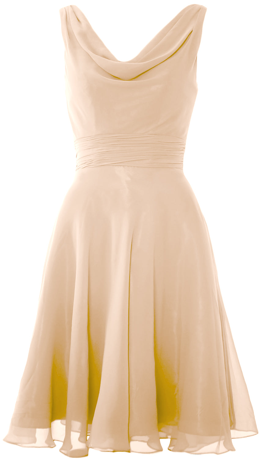MACloth Elegant Cowl Neck Cocktail Dress Short Wedding Party Bridesmaid Gown