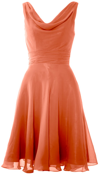 MACloth Elegant Cowl Neck Cocktail Dress Short Wedding Party Bridesmaid Gown