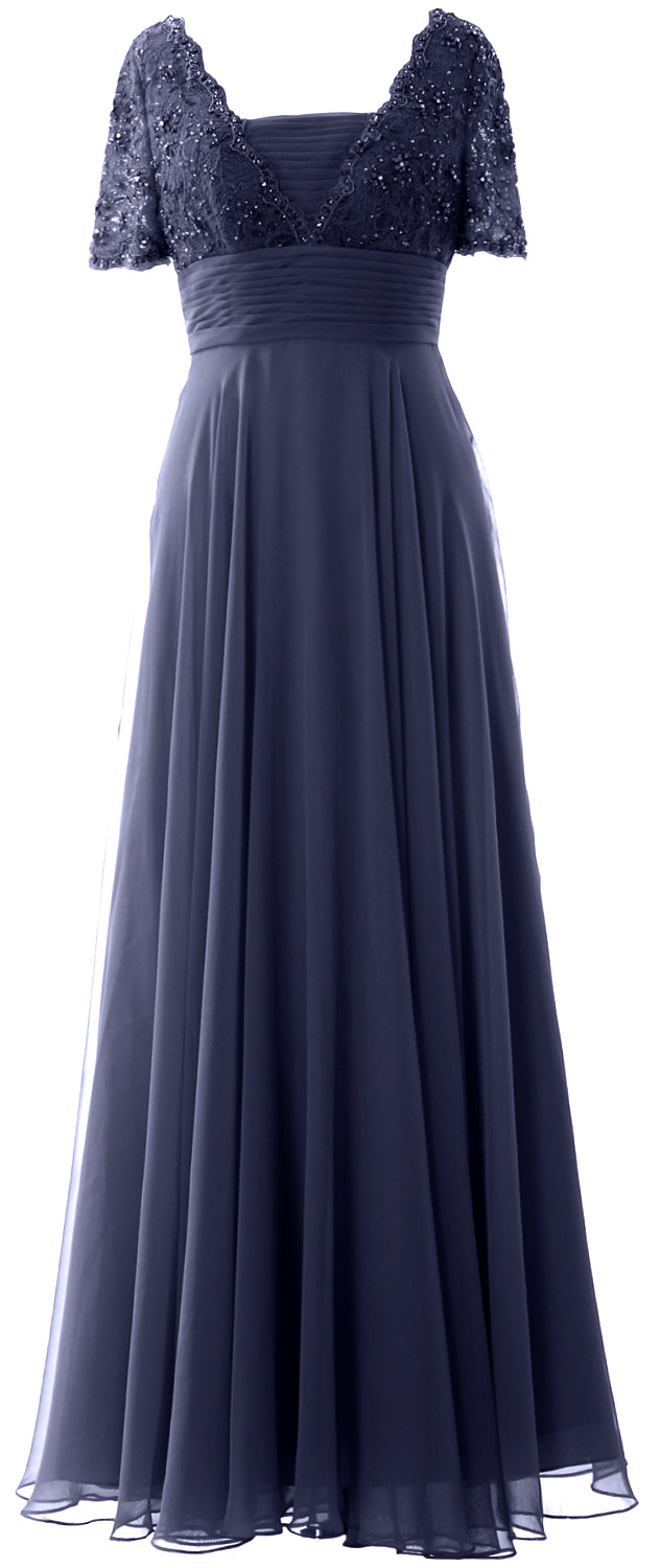 Macloth Women Lace Formal Evening Gown Short Sleeves Mother of The Bride Dress US12 Macloth Women Lace Formal Evening Gown Short Sleeves Mother of The Bride Dress US12